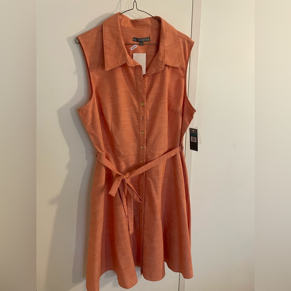 Sharagano Peach Sleeveless Midi Dress